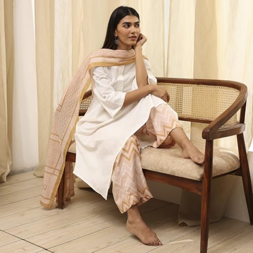 Image of BIBA Women Cotton Straight Printed Suit Set