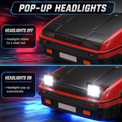 Image of GRAPHENE 4x4 Red RC Drift Car Remote Control Car Toy for Kids Dual Speed Mode Smoke Effect LED Pop up Lights 1:24 4WD Racing Drifting Tyres High Speed Model Stunt Toy Car for Boys 7-14 Years