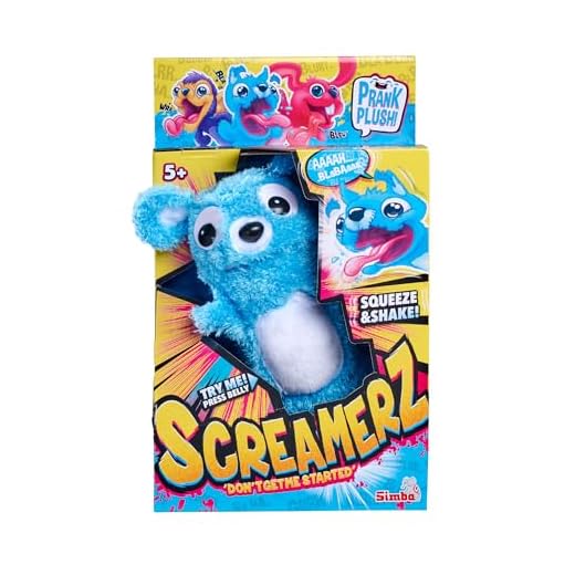 Simba 105953331 ScreamerZ Bär „Babbling Bear“ mit Sound - witziges Kuscheltier mit Schrei-Geräuschen - Plüschfigur für Kinder ab 5 Jahre, ca. 30 cm, blau