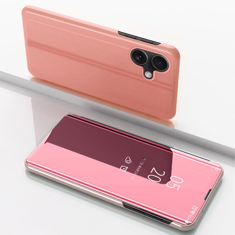 Carcasa genérica compatible con iPhone 15 Pro (color: oro rosa) con soporte para espejo retrovisor