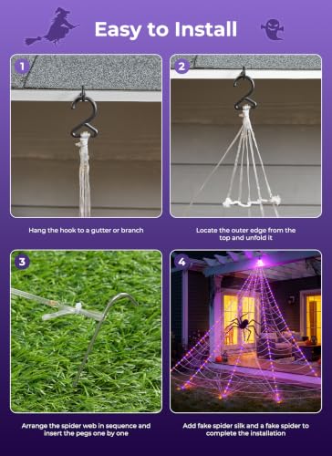  16.4 ft 255 LED Halloween Giant Spider Web Lights Set  - image 9