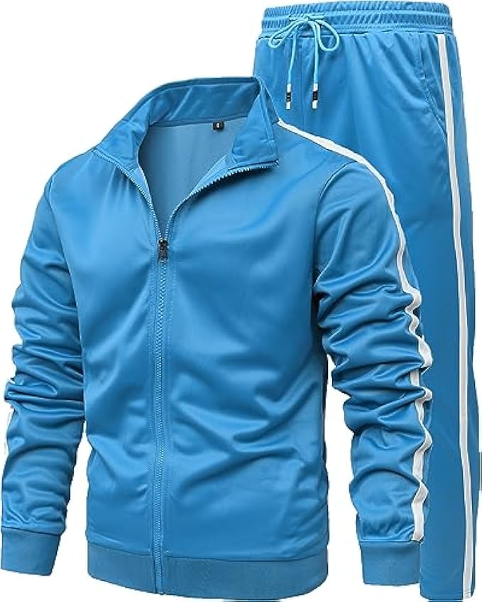 GXAMOY Men's Athletic 2 Pieces Tracksuit Casual Full Zip Jogging Sweat Suit Workout Sports Set Sportswear