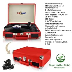 Retro Musique Lecteur de disque Bluetooth style valise avec radio FM, haut-parleurs intégrés et lecteur de carte USB… - Les Beatles, Paul McCartney, John Lennon, RIngo Starr, George Harrison Retro Musique Lecteur de disque Bluetooth style valise avec radio FM, haut-parleurs intégrés et lecteur de carte USB… – Image 3