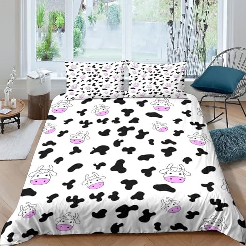 Drap de couette microfibre vache motif 3D avec éclair caché King 220x240 - 4