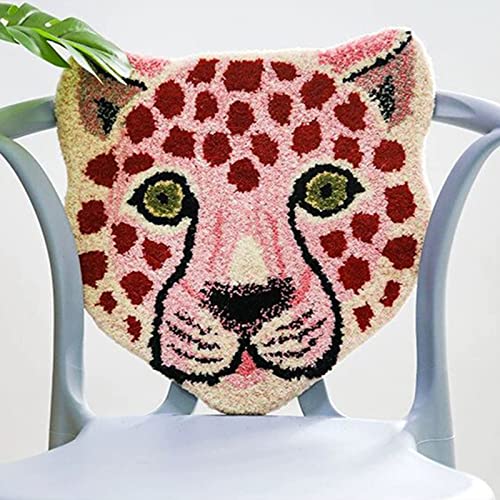 Linlinchuli Area Rugs, Cute Cartoon Tiger/Lion/Panda Shape Household Imitation Cashmere Non-Slip Absorbent Mats Use For Shower, Bedroom, Living Room (Pink Leopard , 15.7" X 15.7") #TOP5