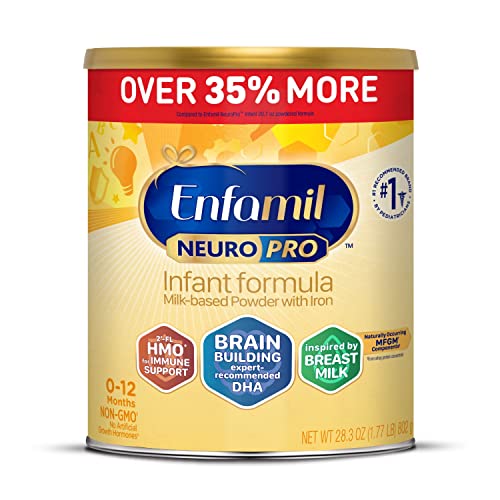 Enfamil NeuroPro Baby Formula, Brain and Immune Support with DHA, Iron and Prebiotics, Infant Formula Inspired by Breast Milk, Non-GMO, 28.3 Oz Value Can