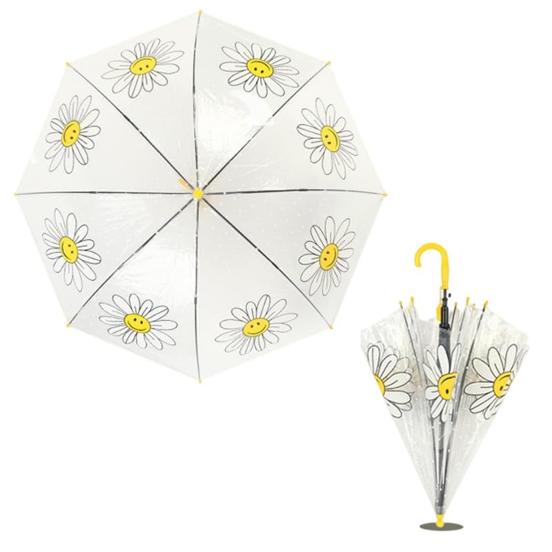 Image of Kraptick Transparent Printed Umbrella for Kids, Stylish & Cute Child Safe Umbrella for Rain, Automatic Water-Proof Umbrellas for Children's /Boys /Girls /Kids (MFP /1112-V)