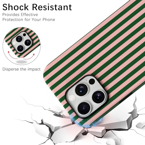 Coque iPhone 14 Pro Max MagSafe antichoc double couche rose et verte stylée - 4