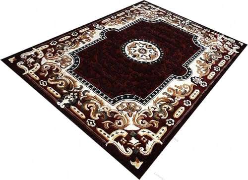 Image of Soft Premium Brown Carpet 5x7 ft - Washable, Anti-Skid, Fade-Resistant Acrylic Rug for Living Room, Hall, Bedroom, Modern Decor