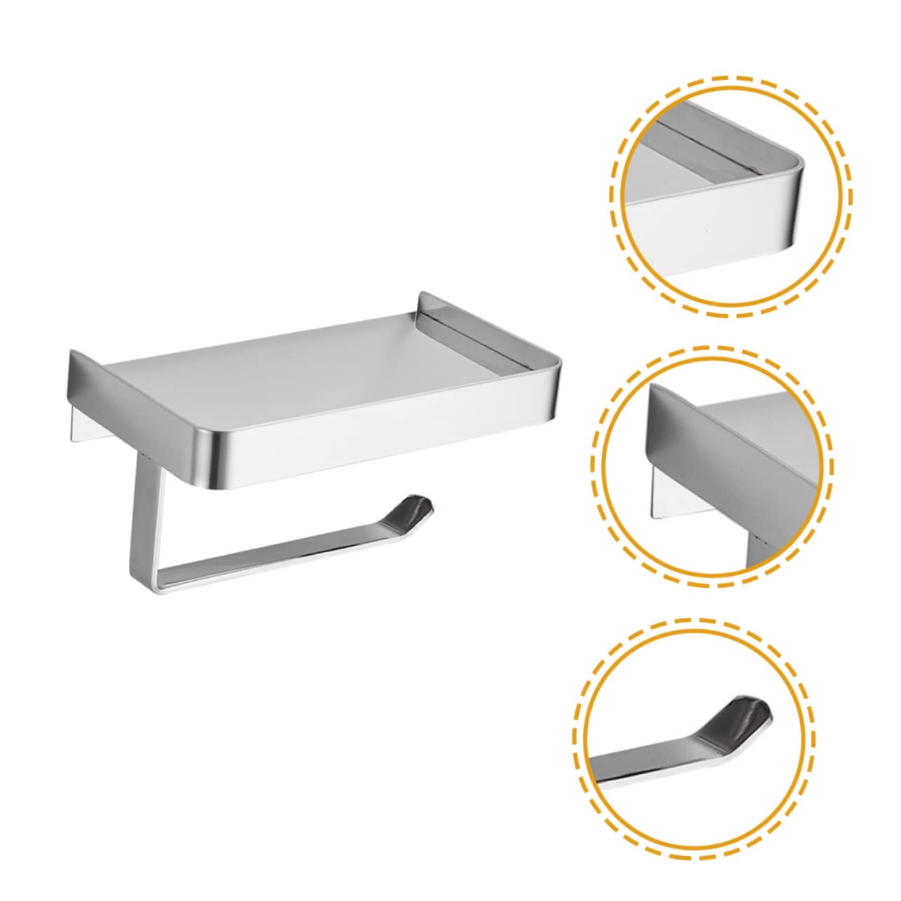 NUOBESTY Porta Carta senza Sbiadire da Muro in Acciaio Inossidabile Igienica Argento con Ripiano Porta Telefono Resistente per Bagno e Cucine