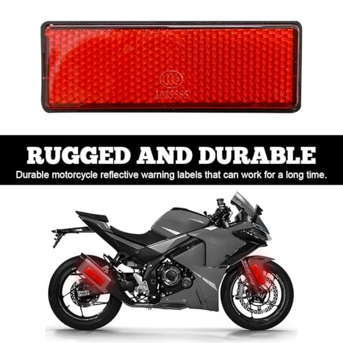 Image of povtii 2 PCS Motorcycle Warning Reflectors, M6x1.0 Waterproof Plastic Reflective Warning Reflector, Motorcycle Rear Safety Reflector with Screw, Universal Motorcycle Accessories (Rectangular, Red)