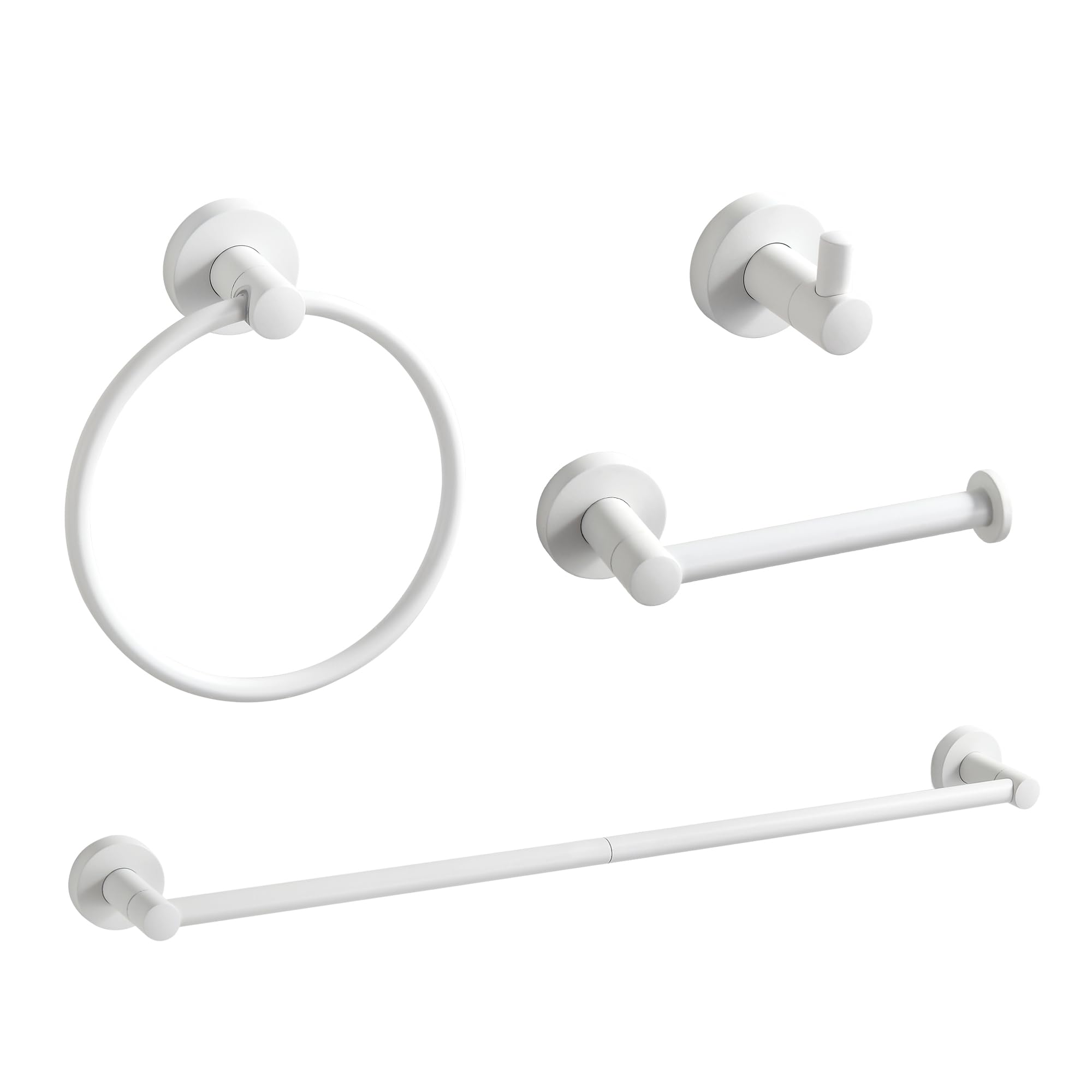 BGL Bathroom Accessories Set 4-Pieces White Zinc Alloy Wall Mounted Towel Racks for Bathroom