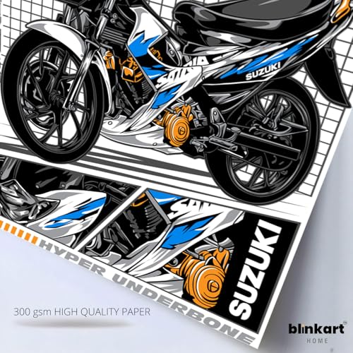 Image of BLINKART Suzuki Satria F150Car Posters Sticker Gift Items for Boys Room Wall Decor || Comes with Double-Sided Tape|| Decoration Bedroom Living Room Office Studio Decor | 12x18 In (A3) - CAR-253