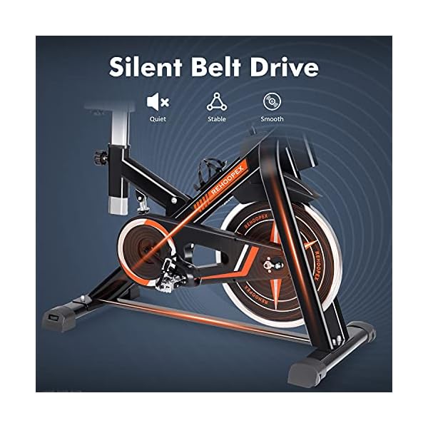 REHOOPEX Exercise Bikes - Indoor Cycling Bike Stationary with LCD Monitor and Tablet Mount, Quiet Belt Drive Stationary Bike for Home Cardio Workouts