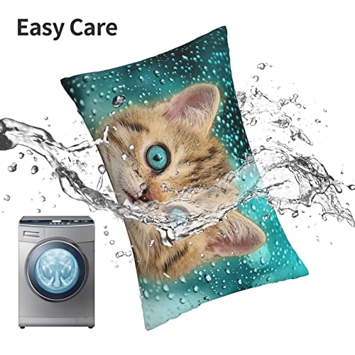 Blue Eye Cat Pillowcase For Hair And Skin - Bed Home Sofa Decor Pillow Cover,Super Soft Travel Pillow Cases With Hidden Zipper Closure Print (14X20 Inch) #TOP4
