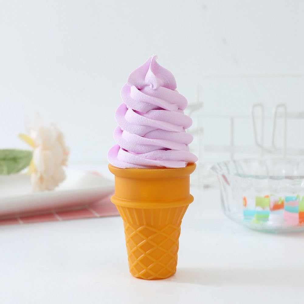 Artificial Food Model PVC Material Colorful Ice Cream Model Shop Window Crispy Simulation Ice Cream Photography Props(Purple)
