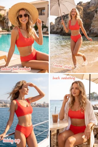 Image of Beautikini Period Swimwear Two Piece Menstrual Leakproof Sporty Bikini Sets Bathing Suit Period Swimsuit for Teen Girls