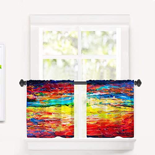 BaoNews Cortinas de colores de arte abstracto para cocina, arte abstracto multicolor para cortinas de ventana para cocina, dormitorio, 26 x 24 pulgadas, juego de 2