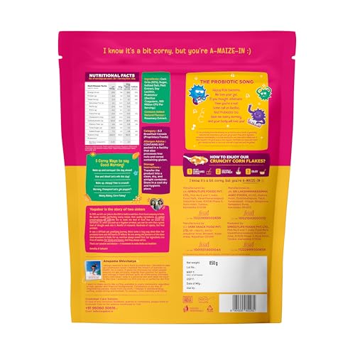 Image of Yogabar Cornflakes Original Crunchy Breakfast cereals with Probiotics,850g || Original || High Fibre | Deliciously Crunchy || Breakfast Cereal