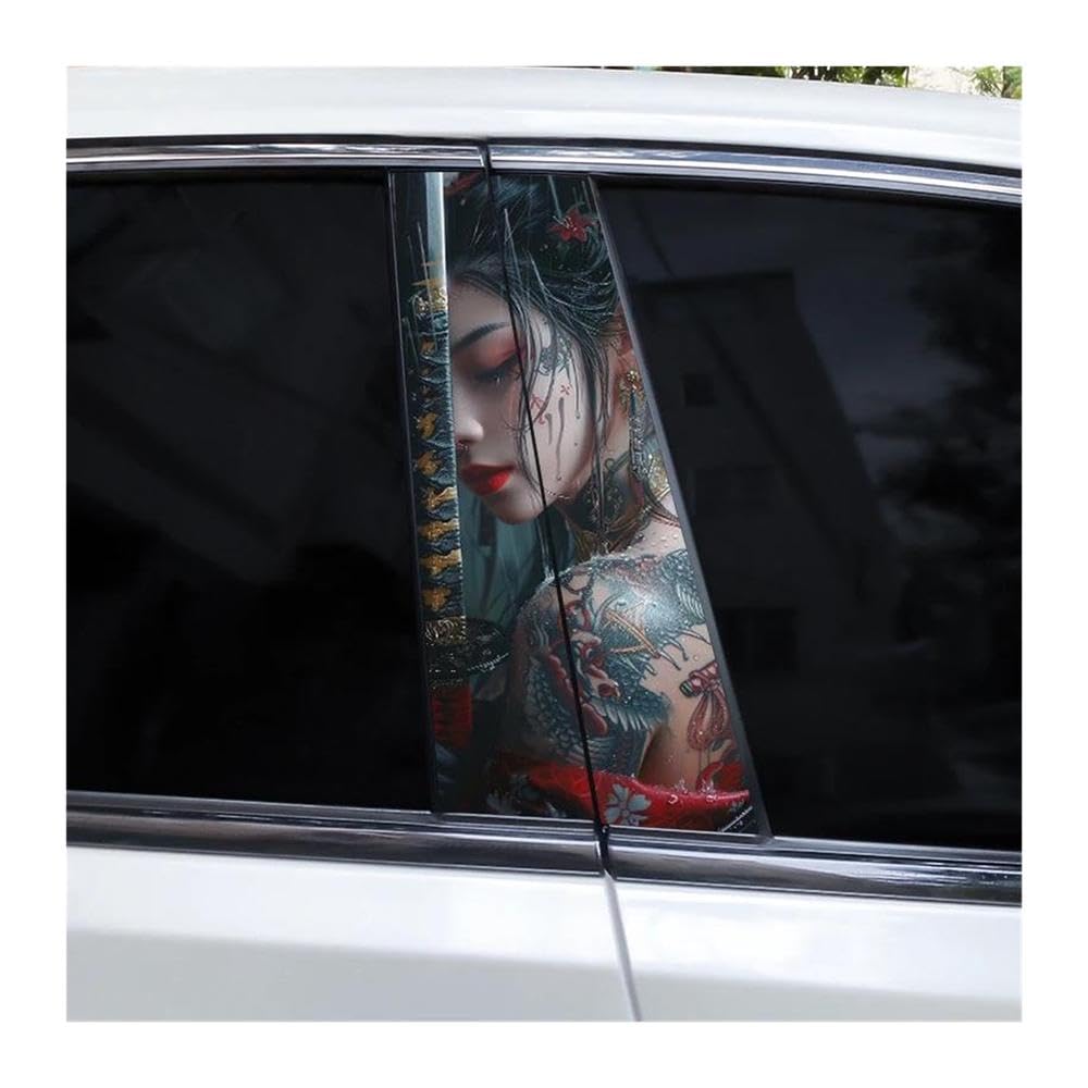 Decorative Items 2pcs Masks Female Samurai Car B-Pillar Waterproof Decal(G)