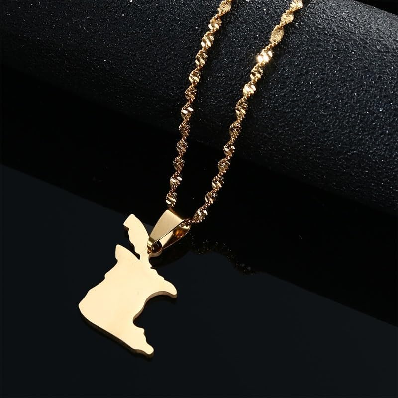 Miniatura 3 de Huangshanshan Trinidad y Tobago Mapa Colgante y Collar Oro Plata Trinidad Tobago Joyas