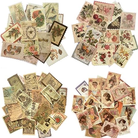Cotrida 240pcs Vintage Postage Stamp Stickers, Aesthetic Botanical Deco Paper Sticker for Scrapbooking, Journaling Supplies, Planners, Kid DIY Art Crafts, Bullet Journal Cover