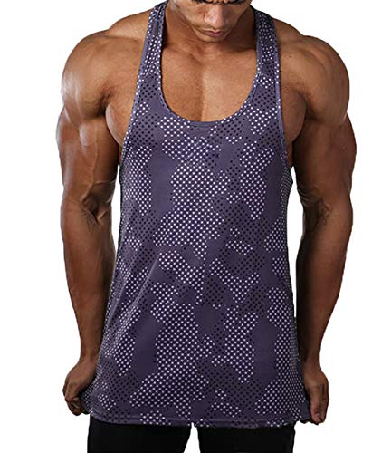 Men's Muscle Stringer Tank Tops Athletic Workout Gym Fitness Vest T-Shirts (Us-Xl, Purple) #TOP3