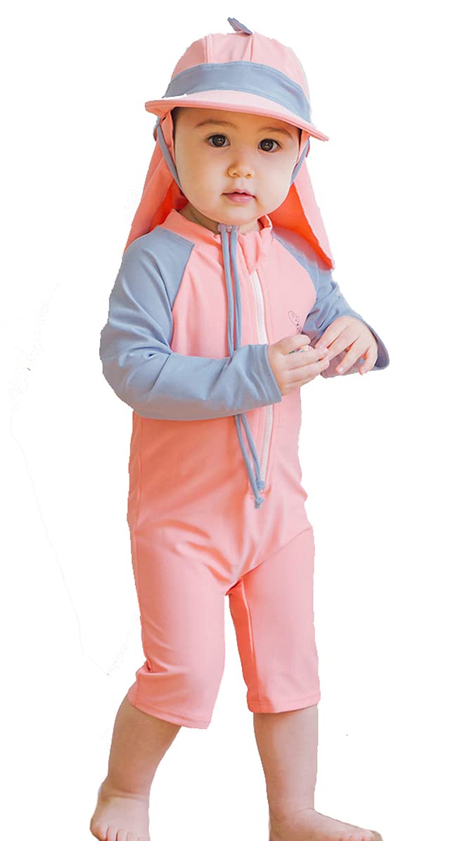 Baby Boys Girls Swimsuit Dinosaur Rash Guard Sun Protection Set Kids One Piece Zipper Bathing Suit Swimwear with Hat