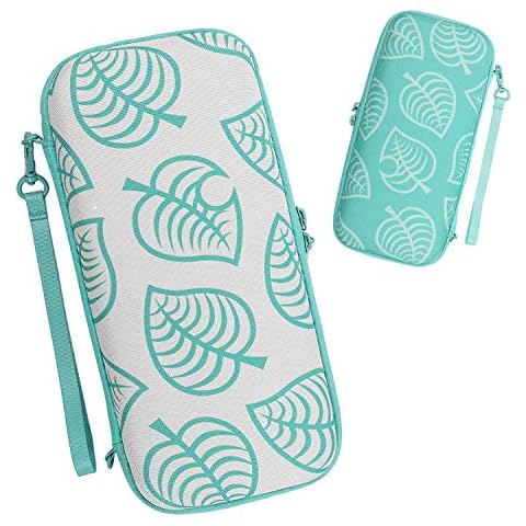 Switch Lite Carrying case-Newest Animal Crossing Turquoise Sires Hardshell Pouch Bag for Nintendo Switch Lite Console & Accessories with 8 Game Cartridges Cover