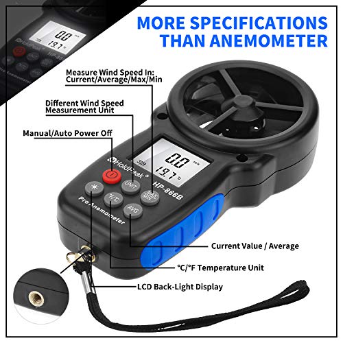 HoldPeak 866B Digital Anemometer Handheld Wind Speed Meter for