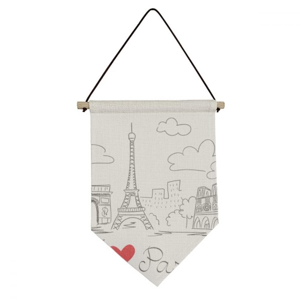 Bannière décor Tour Eiffel imprimée sur toile suspendue au design graphique épuré