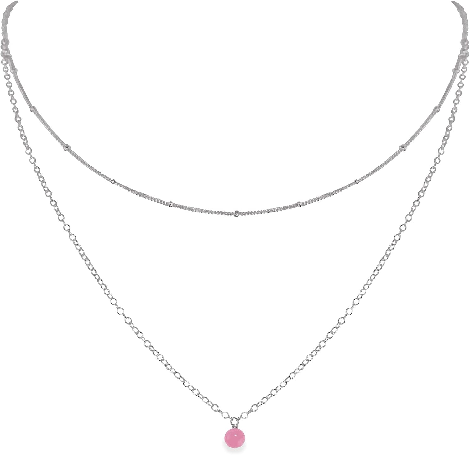 Luna Tide Pink Peruvian Opal Layered Choker in Stainless Steel