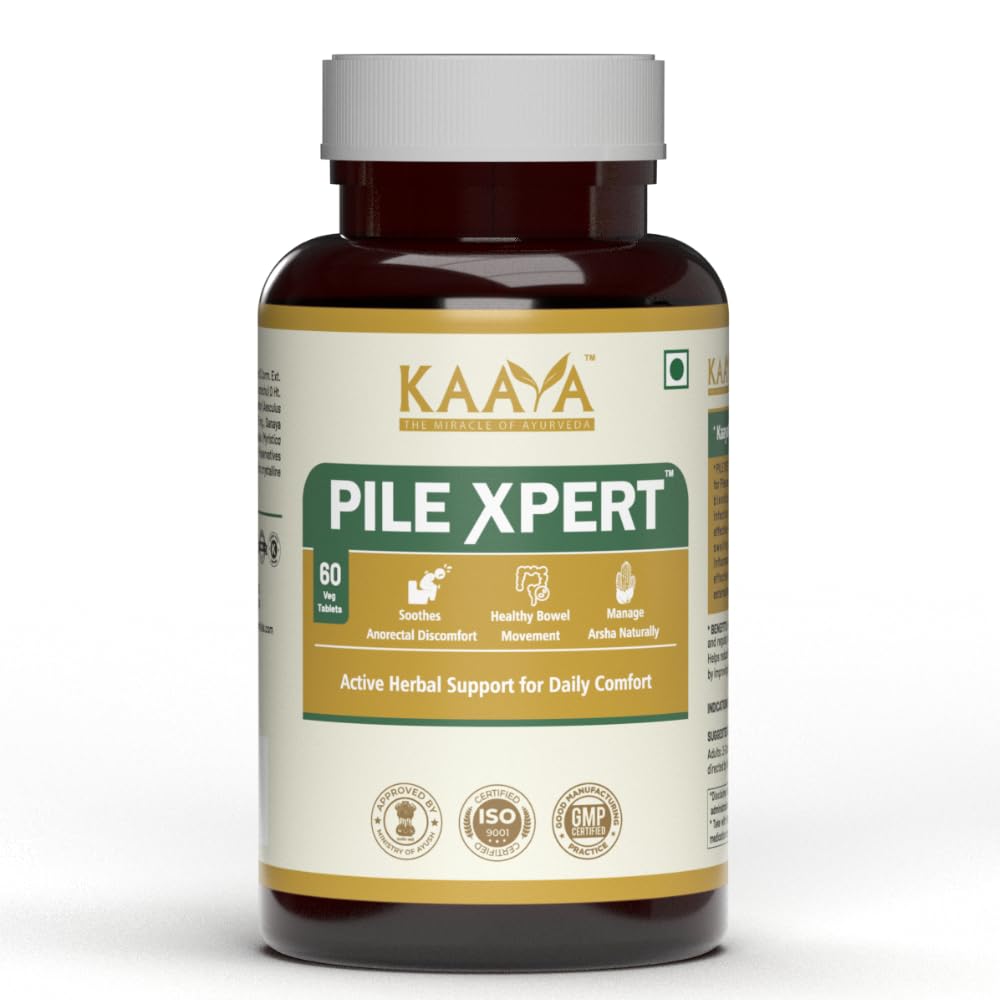 KAAYA AYURVEDA Pile Xpert Ayurvedic Medicine for Piles, Fissure & Fistula | Fast Relief | Ministry of Ayush Approved | 100% Herbal Formula | 60 Capsules (1 Month Pack)