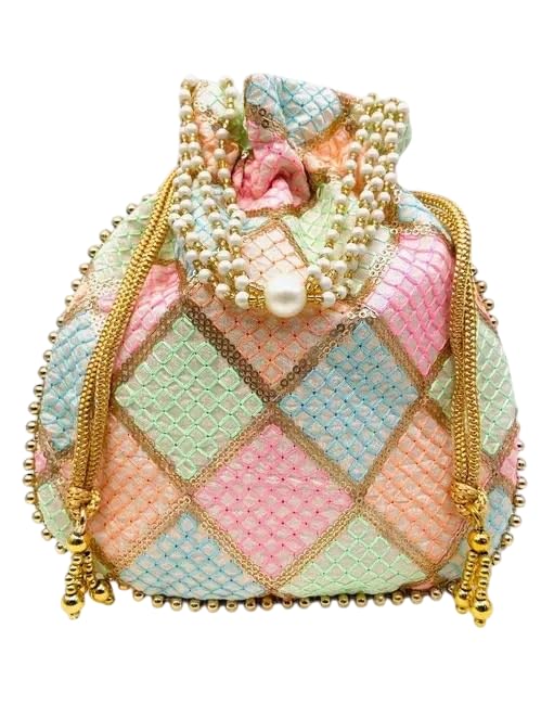 PSH Multicolor Embroiderd Potli Bags for Shagun Gifting | Ladies Party Purse/Hand Clutch Bags for Women | Batwa Potli Bag for Wedding & Return Gifts (Multicolor)-picture-56