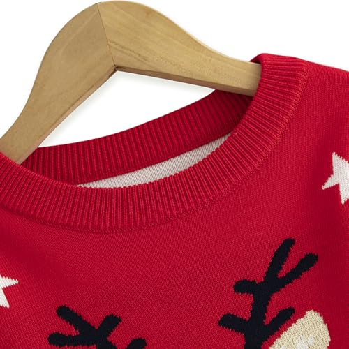 Image of Girl Ugly Christmas Sweater - Boy Double Layer Knitted Reindeer Holiday Xmas Pullover Sweater Kids 2-9 Years Old