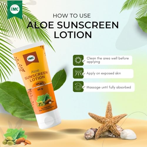 Image of IMC Sunscreen - SPF 40 PA++ Aloe Sunscreen Lotion | For All Skin Types | Protect Skin From Harmful UV Rays (60 g)
