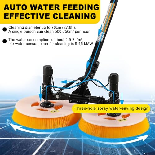 Cepillo De Limpieza Automático para Paneles Solares | Limpiador Eléctrico Portátil con Cabezal Ajustable para Limpieza En Seco Y Húmedo Paneles Solares Y Gran,3.5mRod