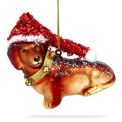 SIKORA Dackel besondere Weihnachtskugel Glas Christbaumschmuck Deko Figur Weihnachten Anhänger Ornament - Trend Line - BS458