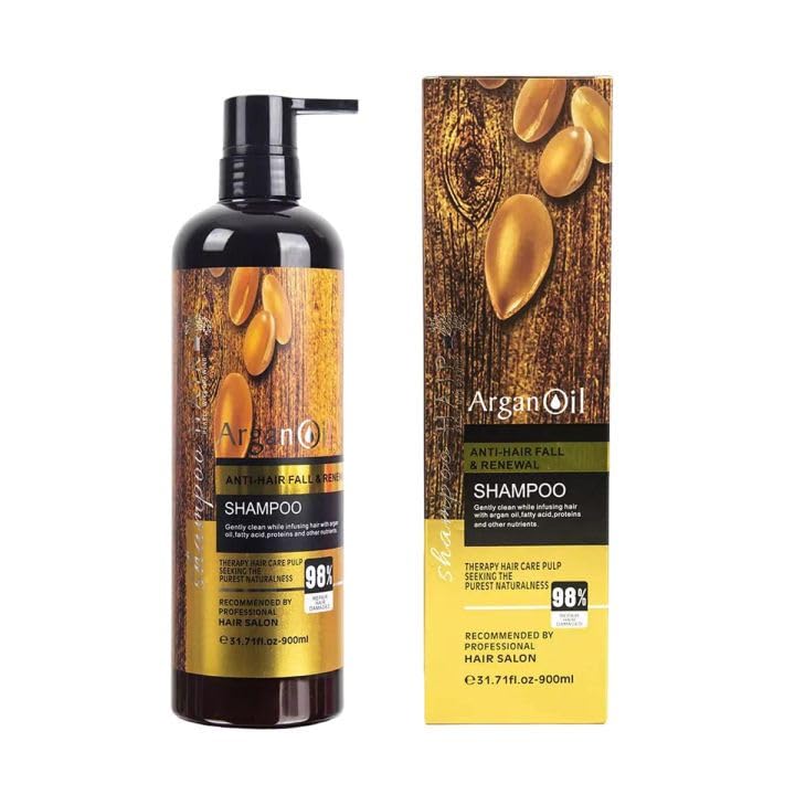 Moroccan Argan Oil (Hair Care Set), Sulfate Free, Perfect for Damaged, Dry, Curly, Frizzy Hair - Thickening Formula for Fine/Thin Hair, Safe Keratin Treated Hair (Shampoo)