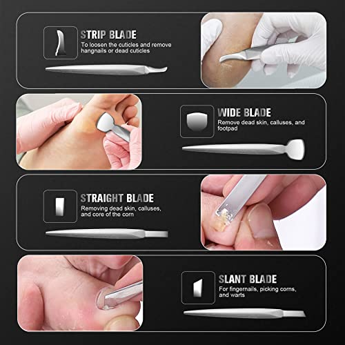 Image of FERYES Pedicure Knife Ingrown Toenail Kit, 4 PCS Professional Pedicure Tool Kit, Top Notch Foot Blade (Leather case included)