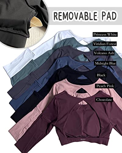 Danysu Open Back Crop Tops with Removable Pad Backless Workout Gym Shirt Bra Going Out Top4