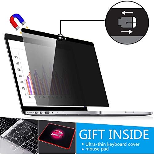 Tuxlke Screen Protector for Macbook Pro 15.4 inch Privacy Screen For MacBook Pro 15 Inch,Webcame Cover Magnetic Installation Including Mousepad and Ultra Thin Keyboard Protector and Storage Folder