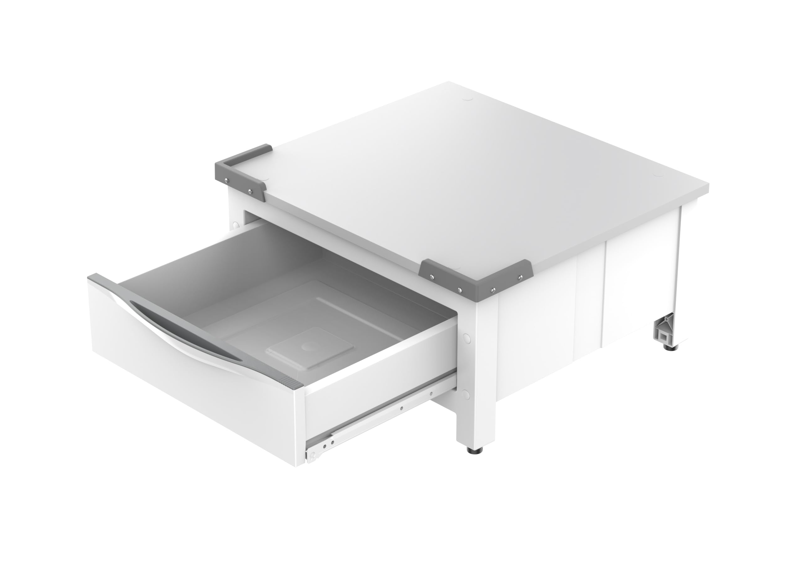Meliconi Base Space Extra | Erhöhungsplattform für Waschmaschine oder Trockner mit ausziehbarer Schublade aus Technopolymer, 28 Liter, Max. 250 kg, Weiß | mit ausziehbarer Schublade aus Technopolymer, 28 Liter, Belastbar bis 250 kg, Made in Italy, Weiß