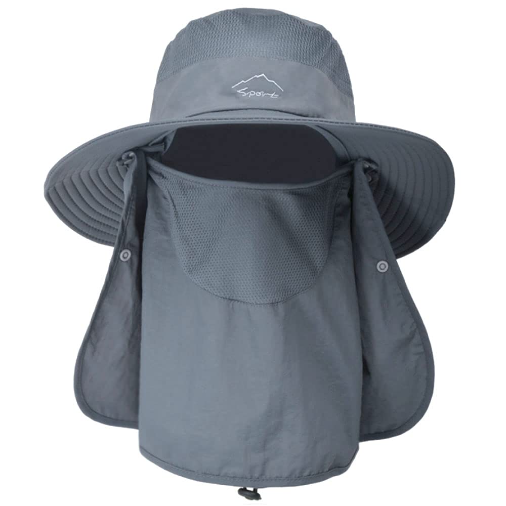 FREESE Safari Hat, Wide Brim Hat for Men, Ultra-lightweight, Moisture-wicking, Quick Drying, Mesh, UV Protection, Pollen and Sunburn Protection, 2-Way Folding, Fishing, Hiking, Outdoor Sports Free size gray