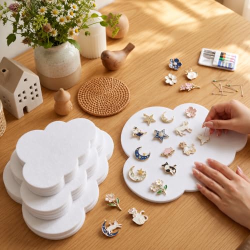Image of 12 Pcs Cloud Felt Wall Decor Self-Adhesive Felt Bulletin Board 10 inch 9 inch 7 inch for Nursery Boho Aesthetic Room Decor Pin Board Wall Hanging for Bedroom Dorm Classroom Playroom