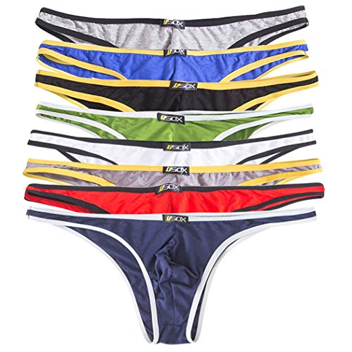 QiaTi Strings Tanga sous-vêtements Bikini Thongs Sexy Slips pour Hommes Lot de 4