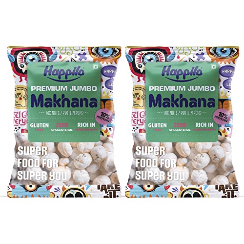 Image of Happilo Premium Jumbo Fox Nuts (Phool Makhana) 200g (Pack of 2) | Lotus Seed Pops, Gorgon Nuts | Healthy Snacks | Low Calorie & Vegan