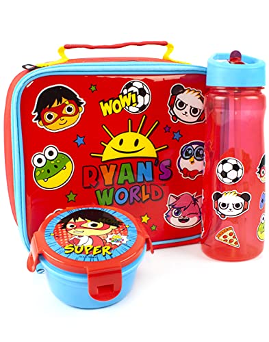 Ryans World Lunch Box Set for Kids | Boys Insulated Bag Water Bottle & Snack Pot | Adventure with Red Titan Superhero | YouTube Merchandise | Carry Ryans Adventure On Your Back | Keeps Food Fresh