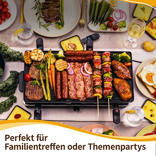 Raclette Grill Elektrisch Tischgrill 8 Personen Rauchfreier Elektrogrill Wende-Grillplatte 2-In-1 Elektrischer Griller… – Bild 3