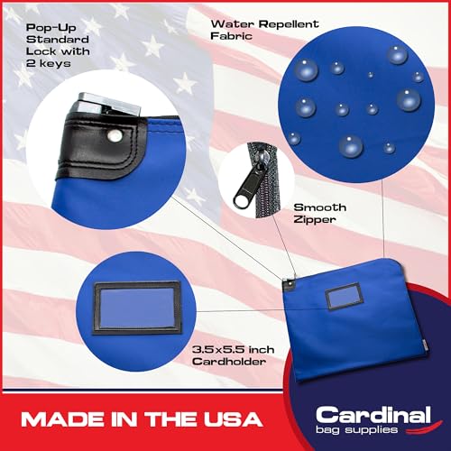 Bolsa para documentos elegante y resistente con sistema HIPAA azul real 15x19 4